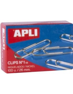 C 10 CAJAS 100 CLIPS NIQUELADOS 26MM Nº1 APLI